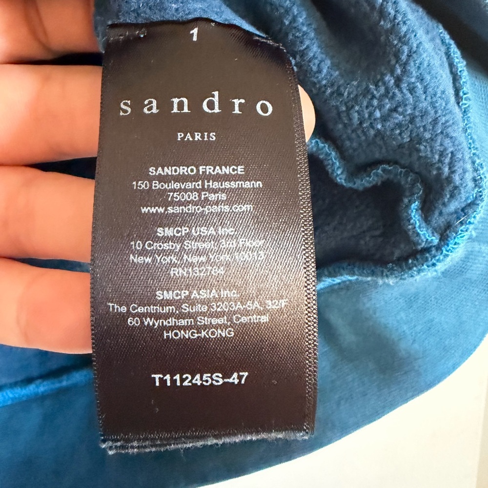 Sandro Paris Blue Tie Dye 'Romance' Terry Cloth Short Sleeve Crewneck Top - Picture 6 of 6